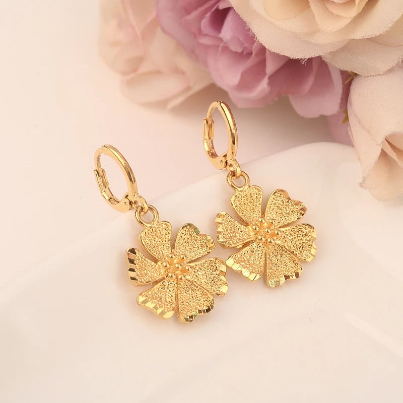 Gold Jewelry Set, Gold Necklace & Earrings