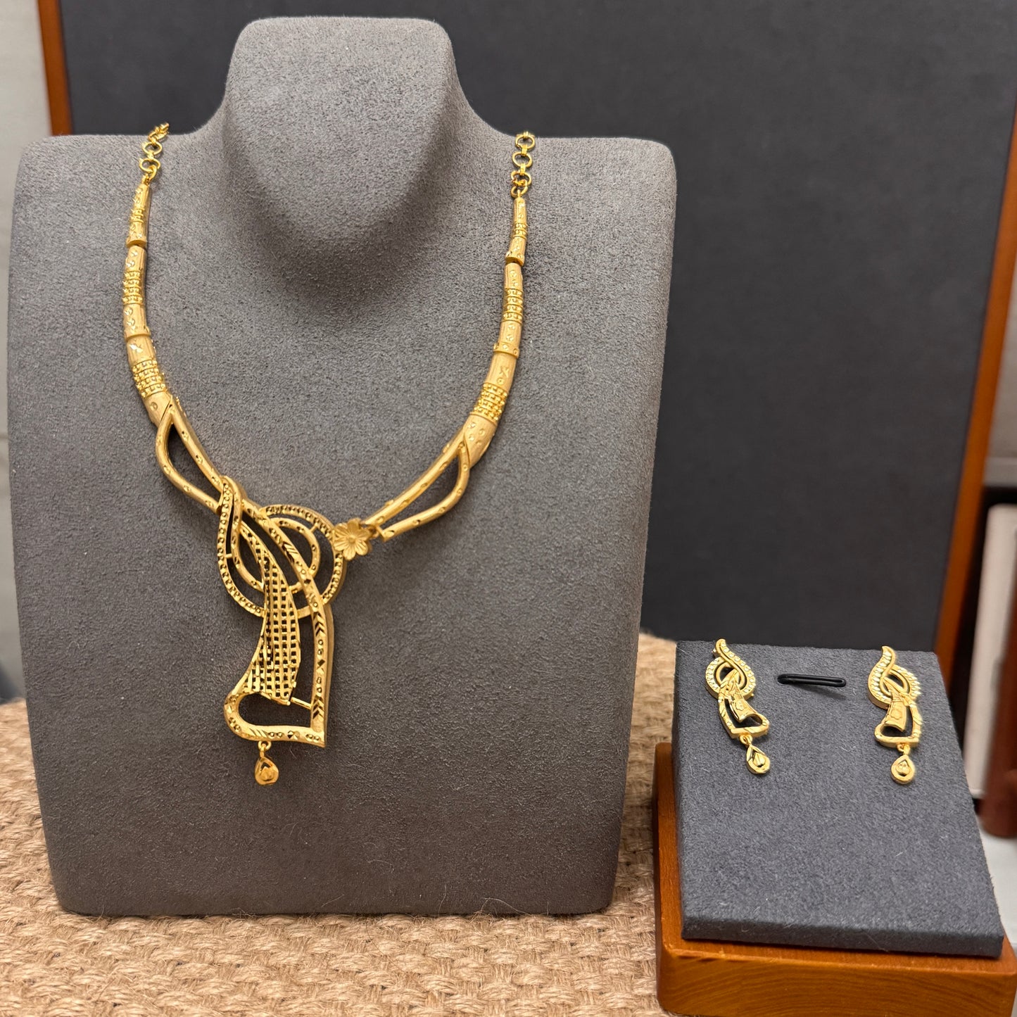 24k Dubai Gold Plated Jewelry Set, Jewelry Set for Women, Gold Necklace & Earrings Set