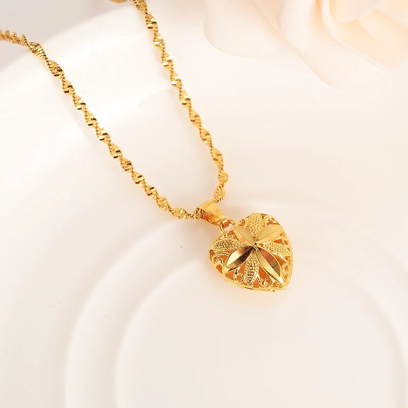 Heart Necklace & Earrings Set