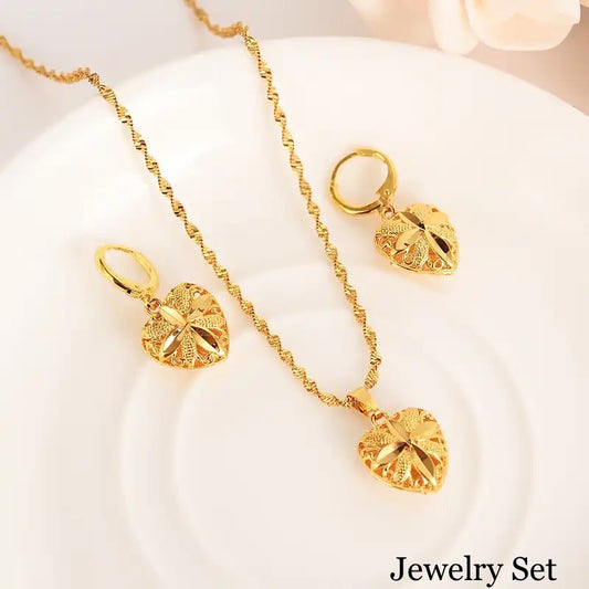 Heart Necklace & Earrings Set