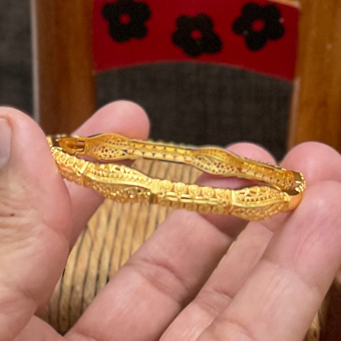 Geometric Gold Plated Bangles