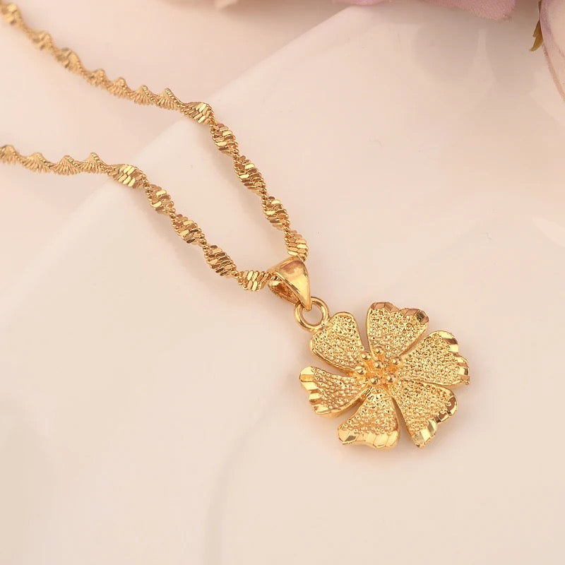 Gold Jewelry Set, Gold Necklace & Earrings