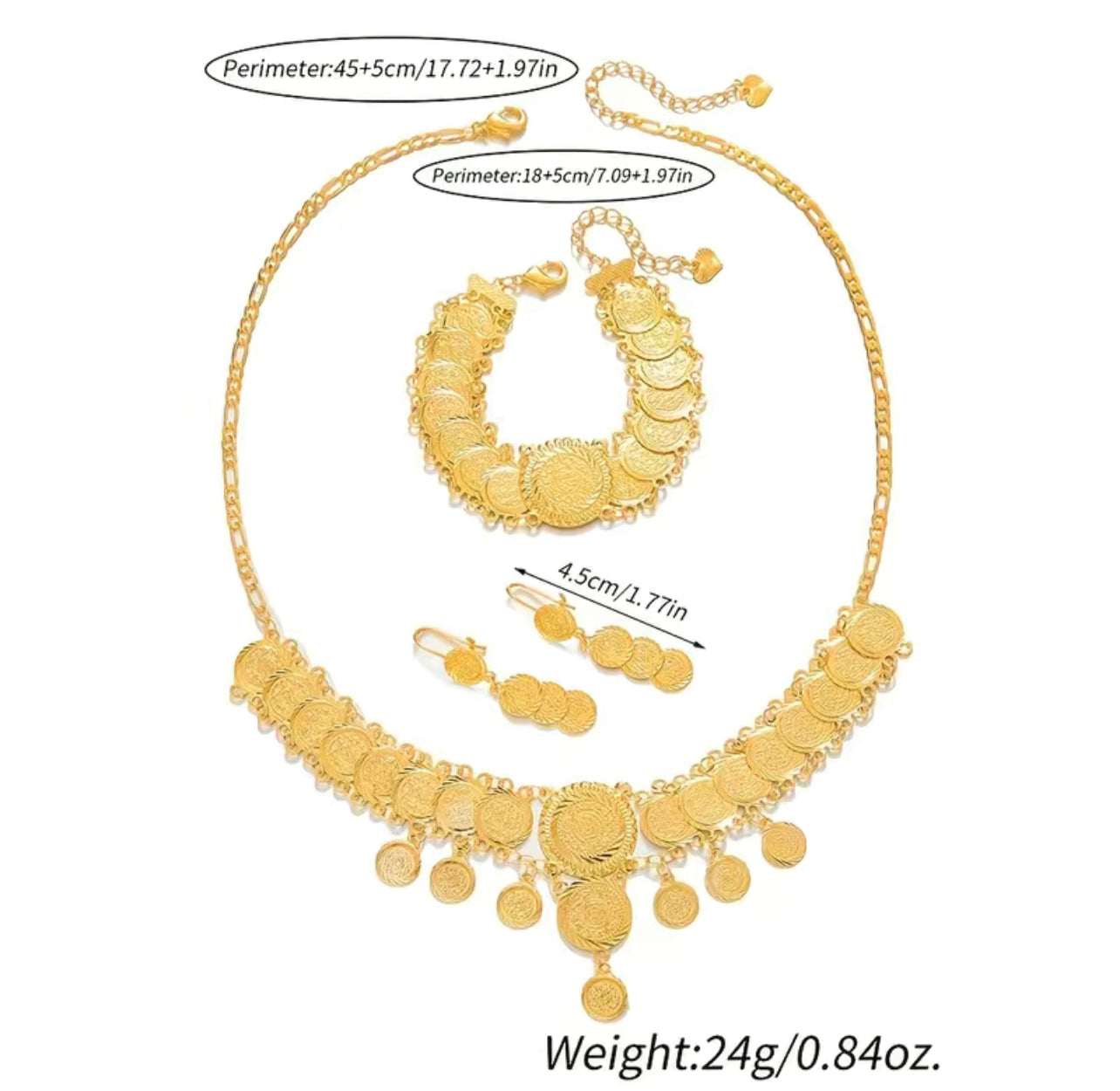 Gold Jewelry Set, Coin jewelry set