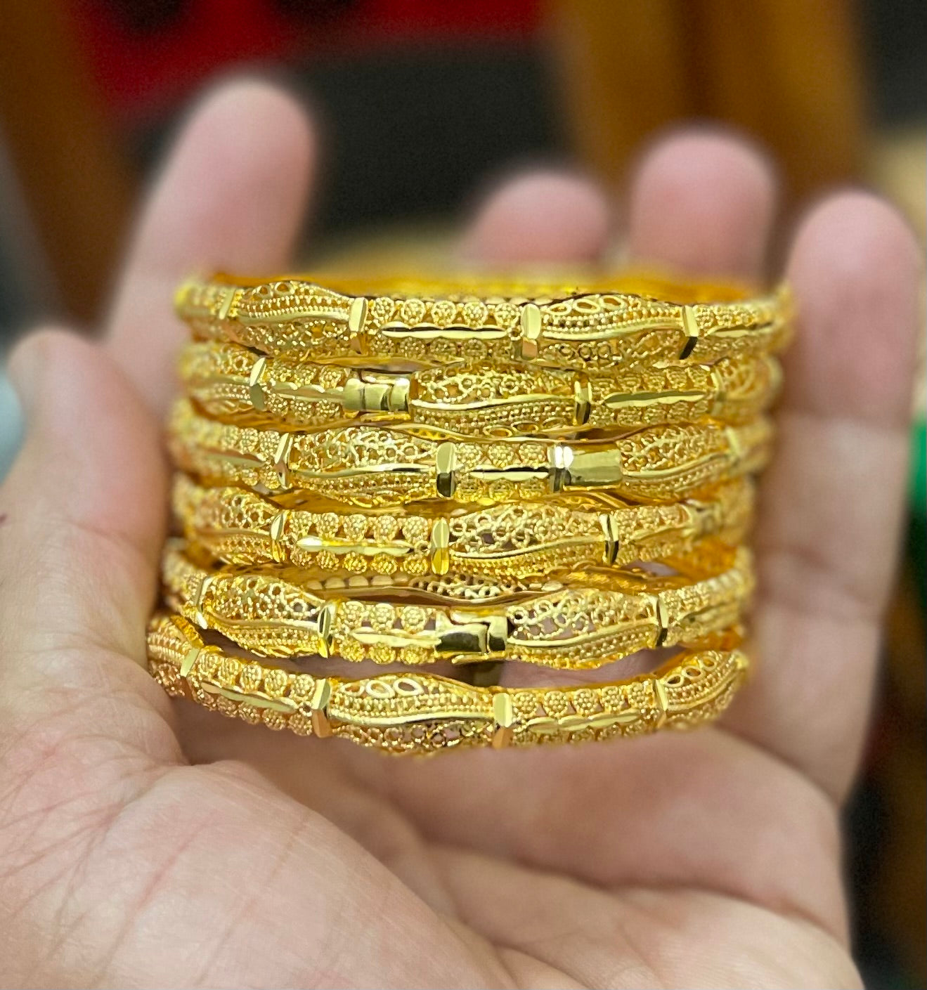 Geometric Gold Plated Bangles