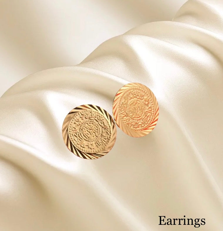 Stud Earrings, Gold Coin Stud Earrings