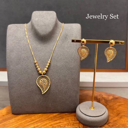 24k Gold Plated Jewelry Set, Gold Necklace & Earrings Set