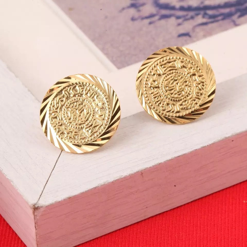 Stud Earrings, Gold Coin Stud Earrings