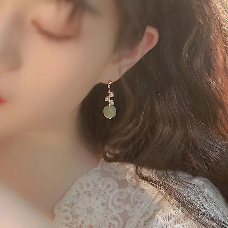 Jade Earrings, Minimalist Dainty Earrings