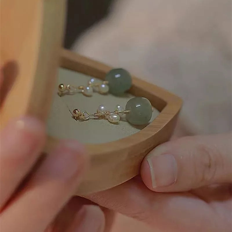 Jade Earrings, Minimalist Dainty Earrings