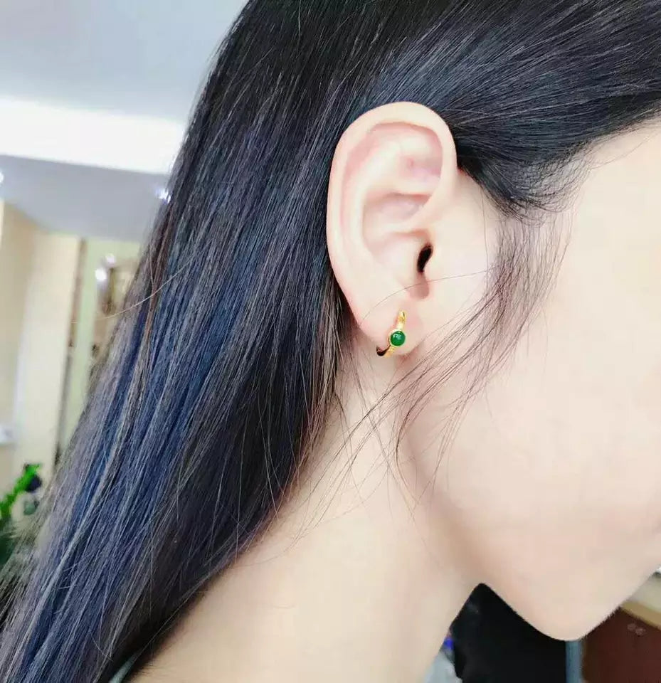 Natural Green Jade Earrings