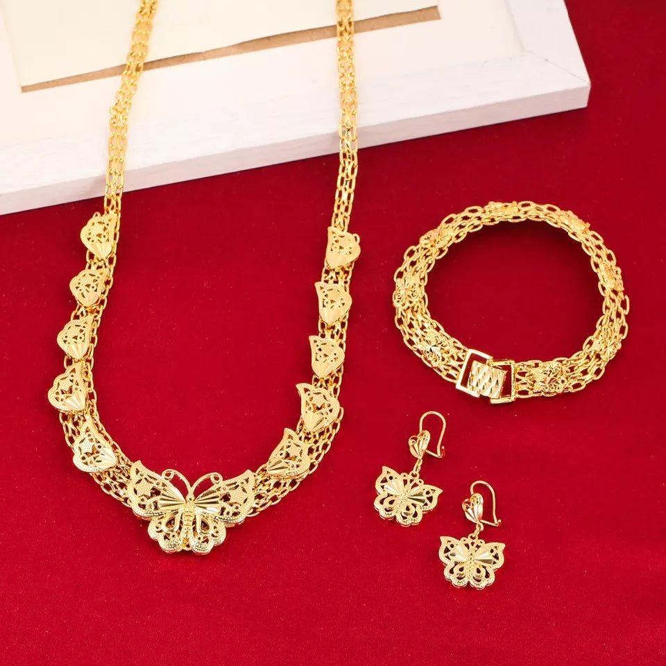 Gold Jewelry Set, Butterfly Jewelry