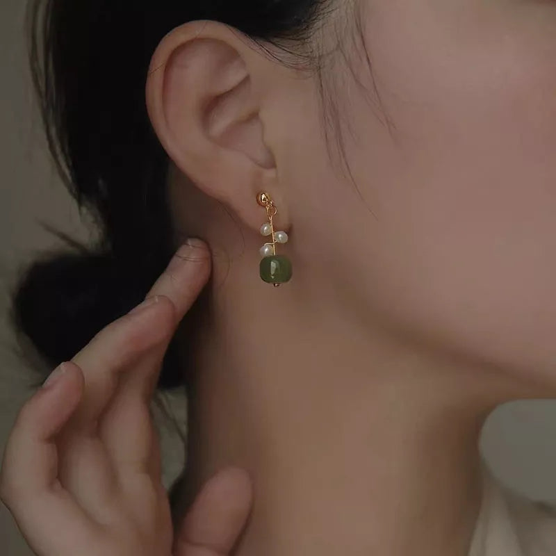 Jade Earrings, Minimalist Dainty Earrings