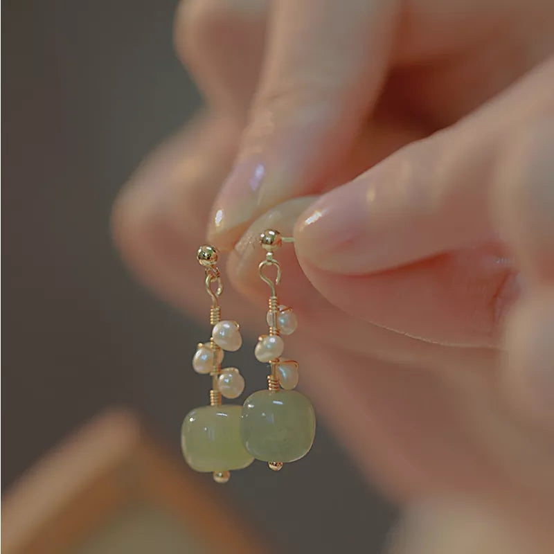 Jade Earrings, Minimalist Dainty Earrings