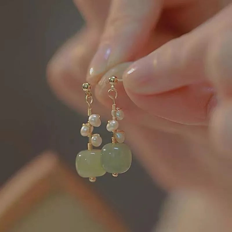 Jade Earrings, Minimalist Dainty Earrings