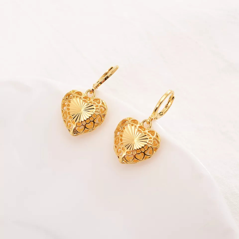 Gold Heart Jewelry Set
