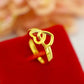 Gold Ring, Double Heart Shape Rings, Wedding Ring